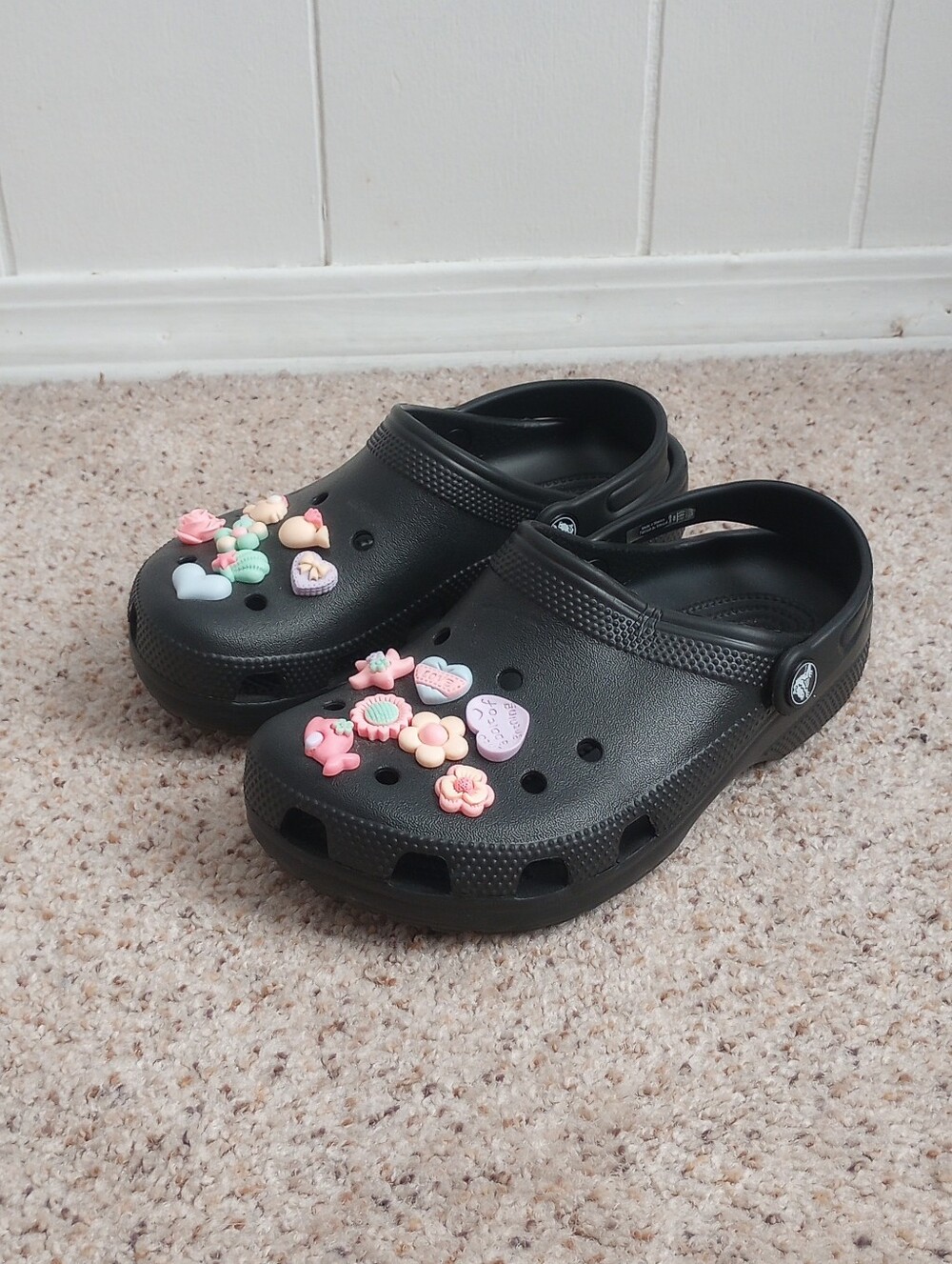 Black Crocs With Charms Women's Size 5